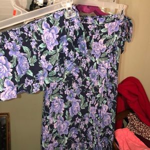 AE Floral Wrap Skirt (M) & Flounce TubeTop (S) Set